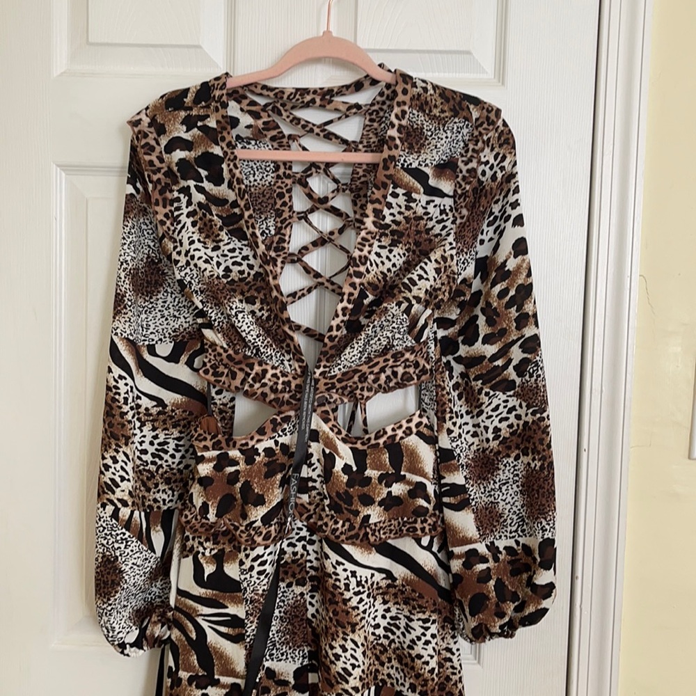 Animal Print Side Cut-Out Maxi Dress